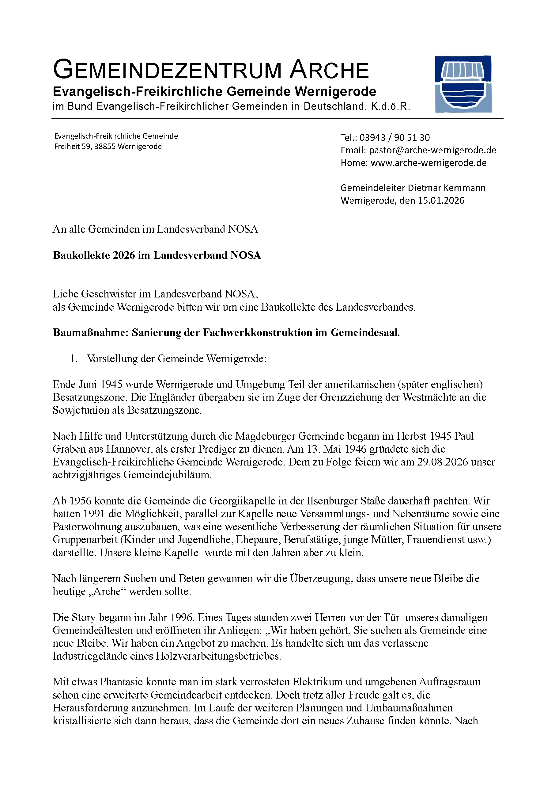 1.06. Antrag Baukollekte 2026 EFG Wernigerode Seite 1